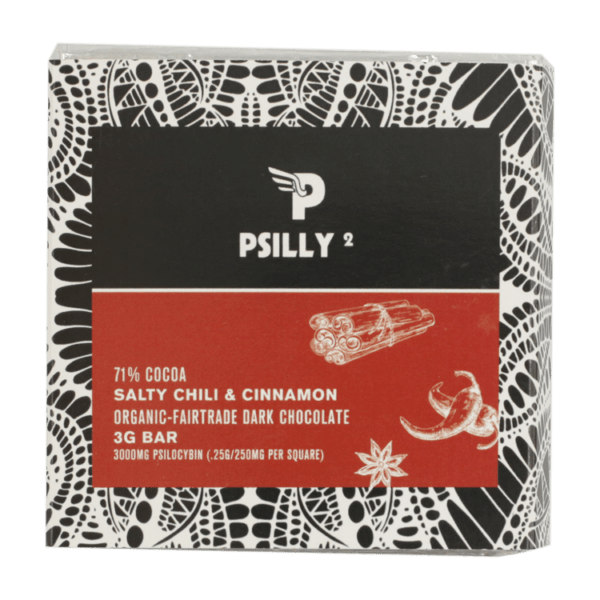 Psilly - Dark Chocolate Bar - Salty Chili & Cinnamon | Micro Zoomiez Canada