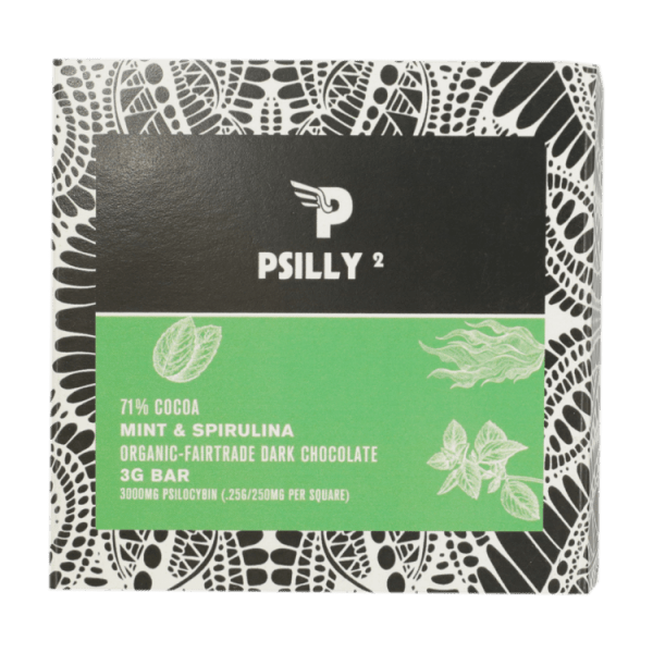 Psilly - Dark Chocolate Bar - Mint & Spirulina | Micro Zoomiez Canada